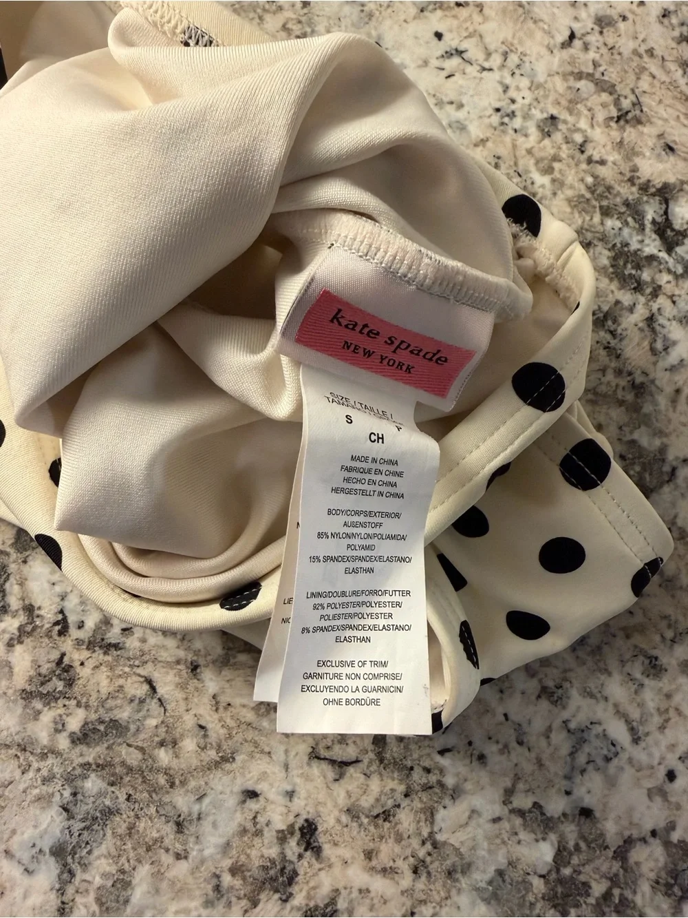 kate spade Black Polka Dot Cream Bikini Set High Waisted Tie Back Cute Classy